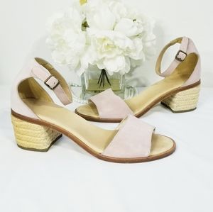 SOLUDOS Blush Light Pink Color Suede Leather Ankle Strap Sandals